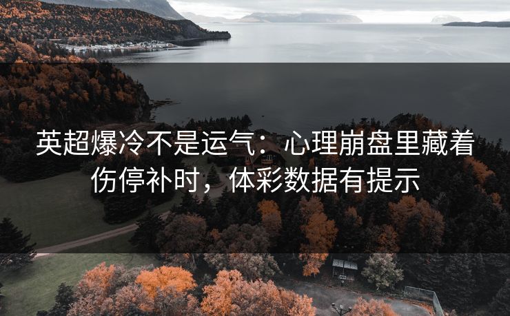 英超爆冷不是运气:心理崩盘里藏着伤停补时,体彩数据有提示 英超爆冷不是运气:心理崩盘里藏着伤停补时,体彩数据有提示