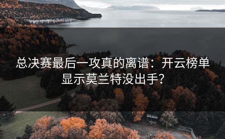 总决赛最后一攻真的离谱：开云榜单显示莫兰特没出手？